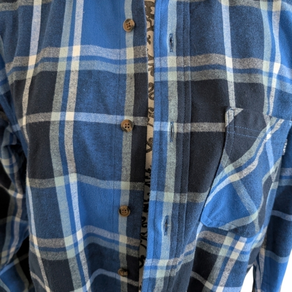 Aritzia TNA Plaid Flannel Shirt XS Black Blue Button Up Cotton Grunge - Picture 7 of 14